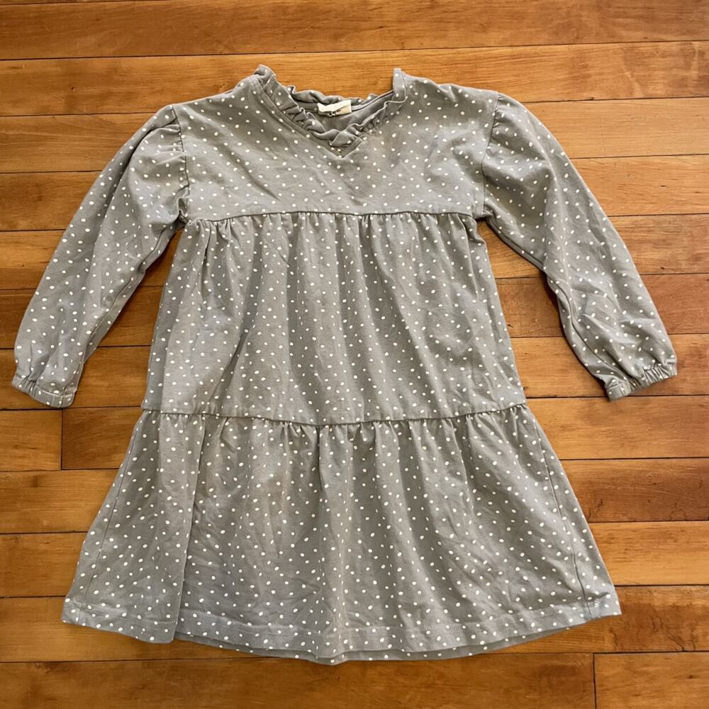 City Mouse Grey And White Polka Dot Dress